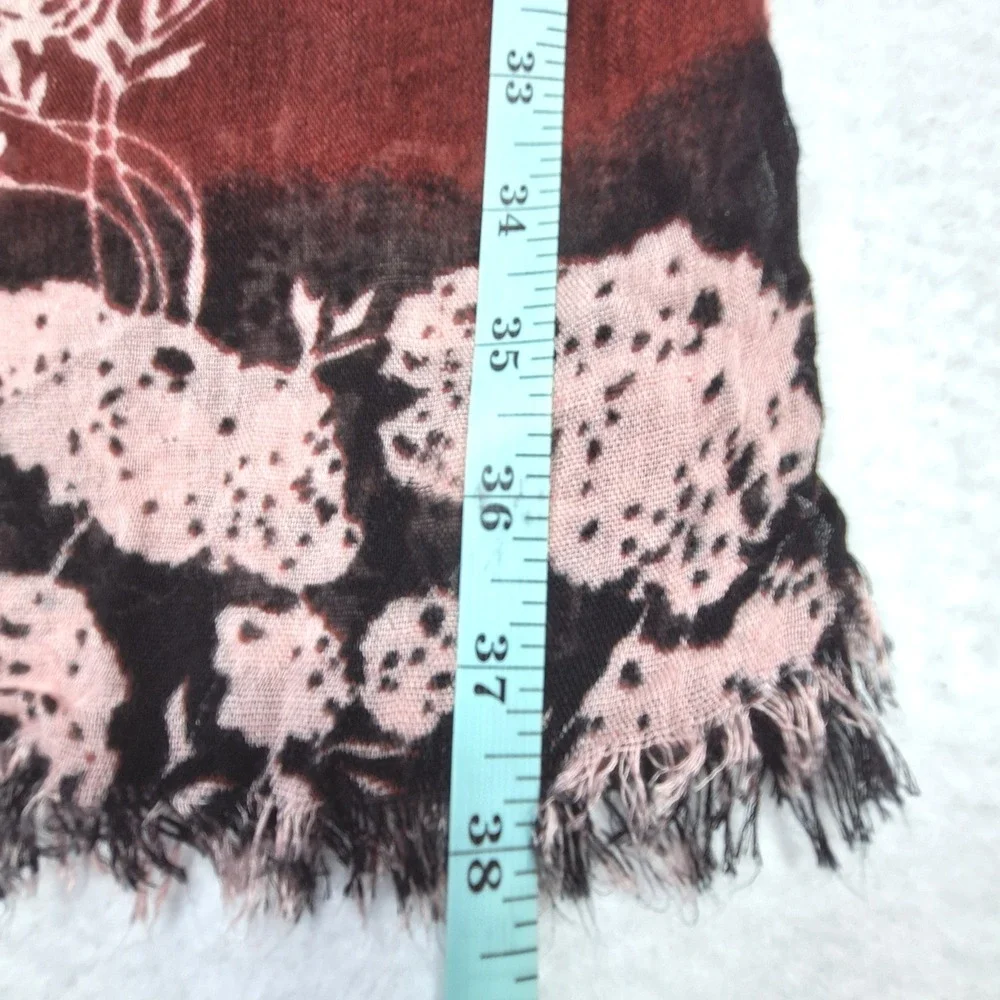 The Limited Scarf Womens OS Pink Orange Floral Lightweight Rayon Fringe Wrap